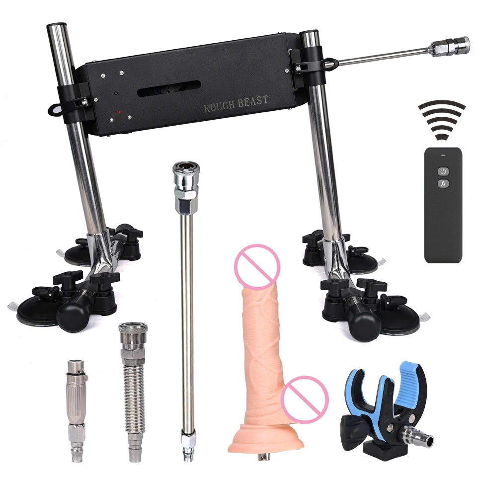 ROUGH BEAST Sex Machine Automatic with Dildo Attachment for Women Telescopic 120W Power Masturbation Machine Vac-U-Lock Sex Toys