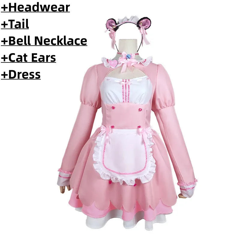 Anime Game Nekopara Chocola Vanilla Cosplay Costume Wig Maid Dress Lolita Servant Skirt Woman Sexy Kawaii Birthday Party Suit