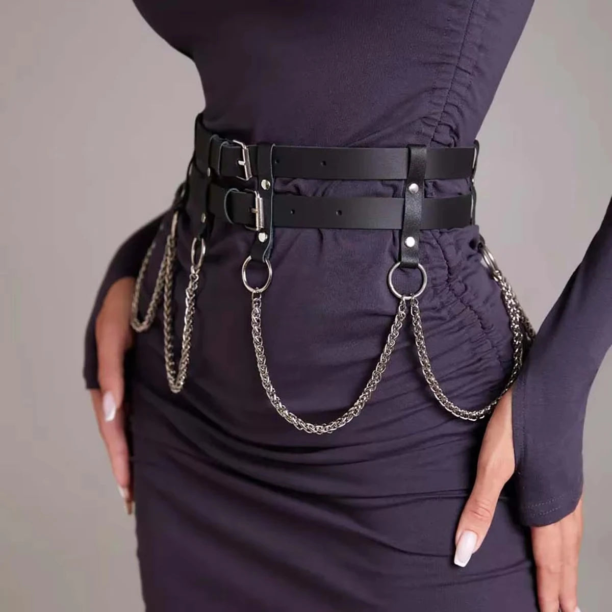  Women Sexy Leather Harness Belt Waist Chain Harness Fashion Waistband Accessory Leisure Punk Gothic Clothing Jewelry Belt