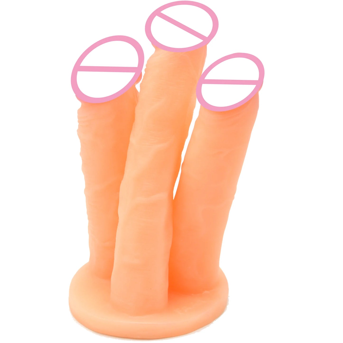 ASHBURN Three-headed FROCKING Penis Flesh Color Thick Dildo Anal Plug Vagina Stimulate Anus Massage Lesbian Flirt Adult Toys for Women Men