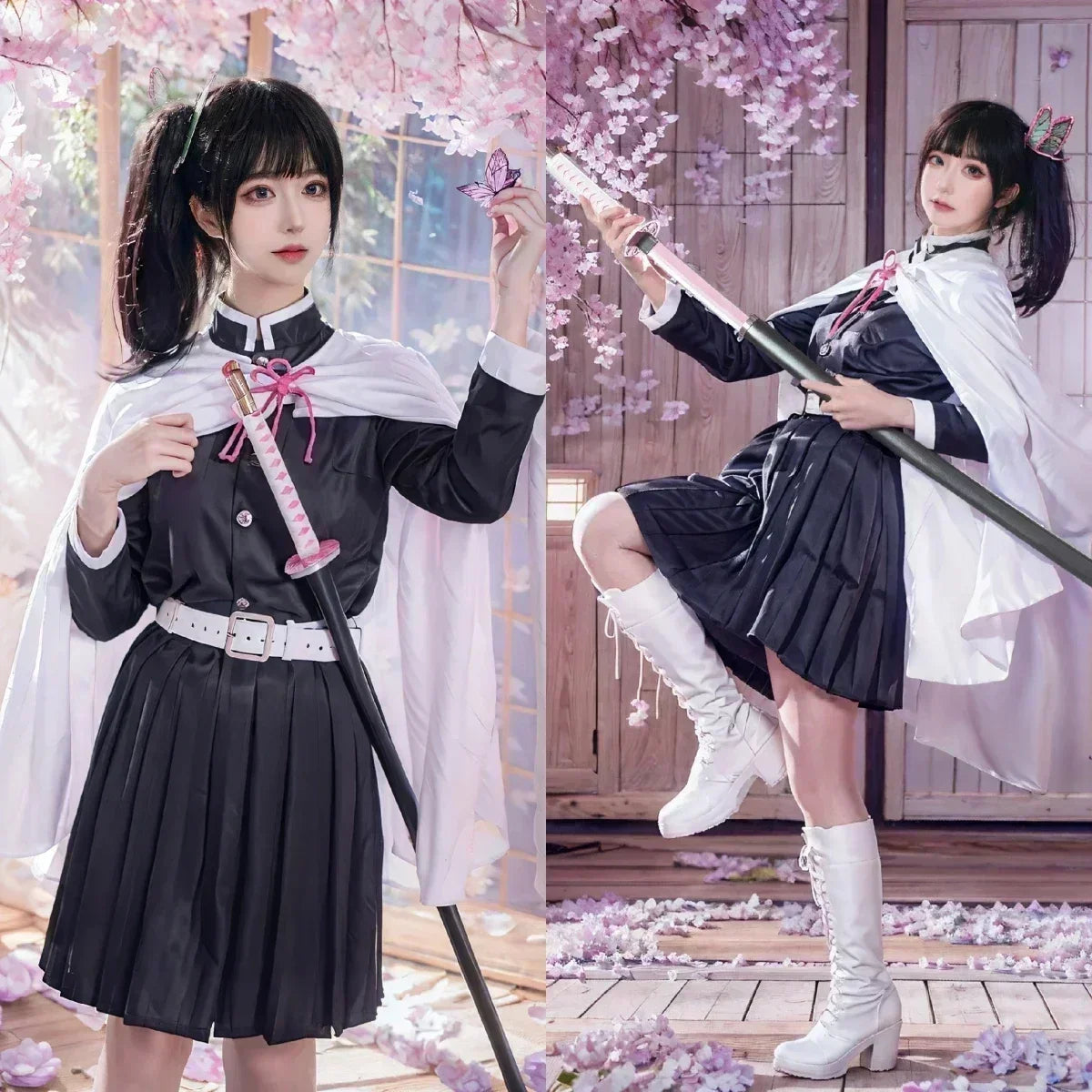 Tsuyuri Kanao Cosplay Kostuum Volwassen Kind Anime Uniform Vrouwen Kimono Haori Pruik Halloween Kleding