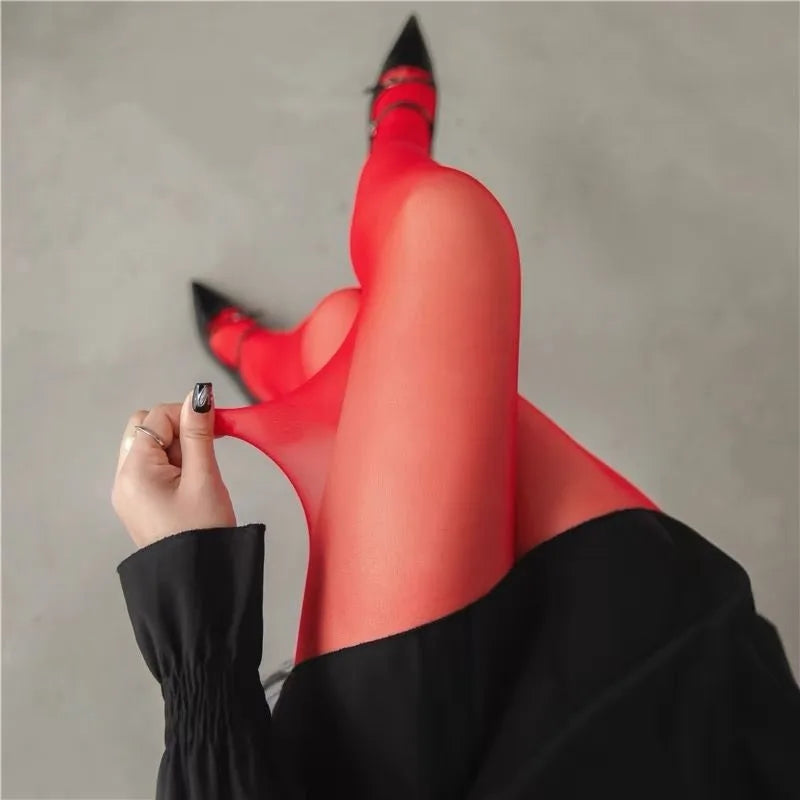Women Sexy Transparent Stockings Ladies White Green Breathable Nylon Elastic Tights Y2k Dopamine Multicolor Stretchy Pantyhose