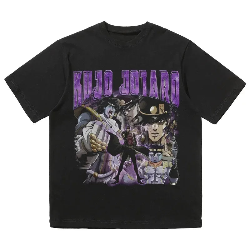 2024 Popular American T-shirt Vintage Anime Print Short Sleeve Loose Cotton Men and Women Comfortable Breathable High Quality