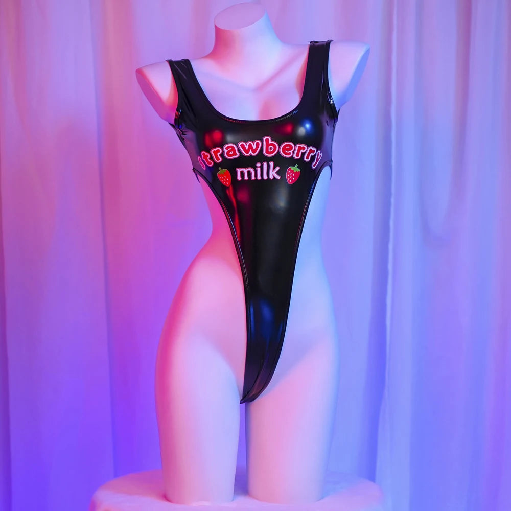 AniLV Strawberry Game Over Handle High Slit Lenther Tight Bodysuit Uniform Clothes Swimsuit Cosplay Costume