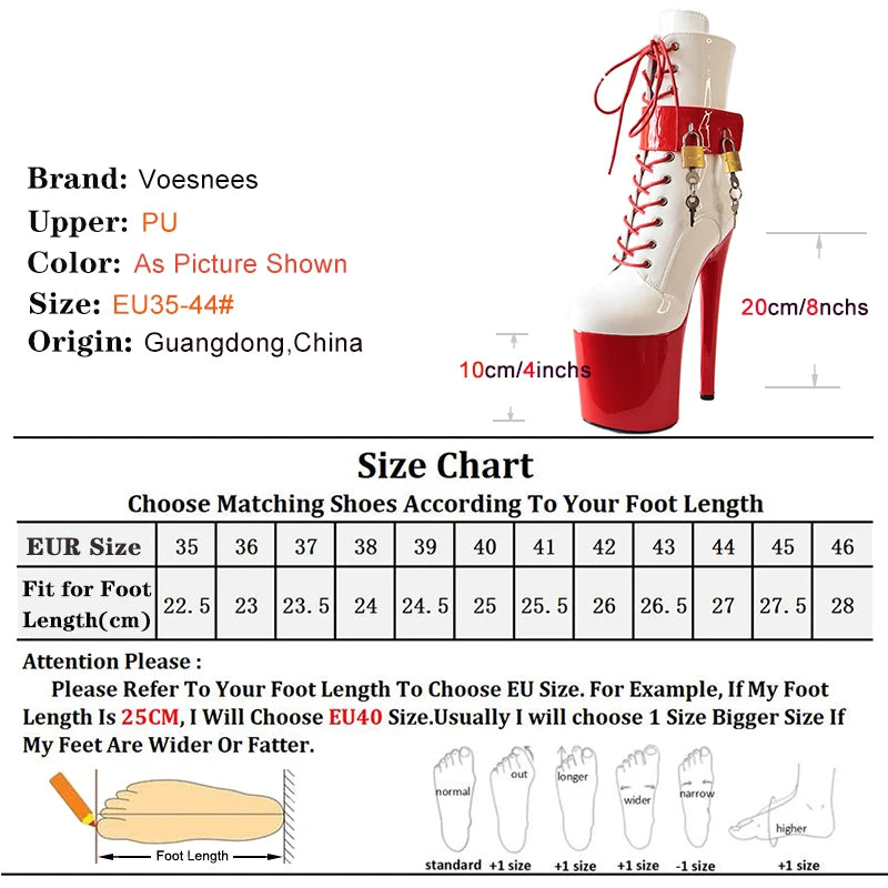 Women's Boots New Sexy Fetish Striptease Shoes T Show Club Party Ankle Boots Thin High Heels Laces Belt Buckle Padlocks Boots