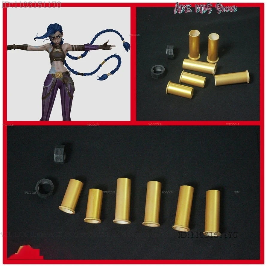 Game LOL Arcane Jinx Cosplay Costumes Wig Shorts Women bullets Decor Pow-Pow Powder Anime Game Halloween Party Roleplay