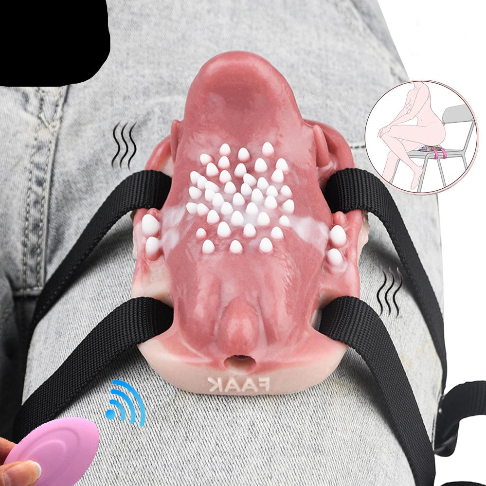 ASHBURN Wireless Control Silicone Vibrating Wearable Sex Grinders Strapon Realistic Vagina Dildos Underwear Pad Anal Clit Massage