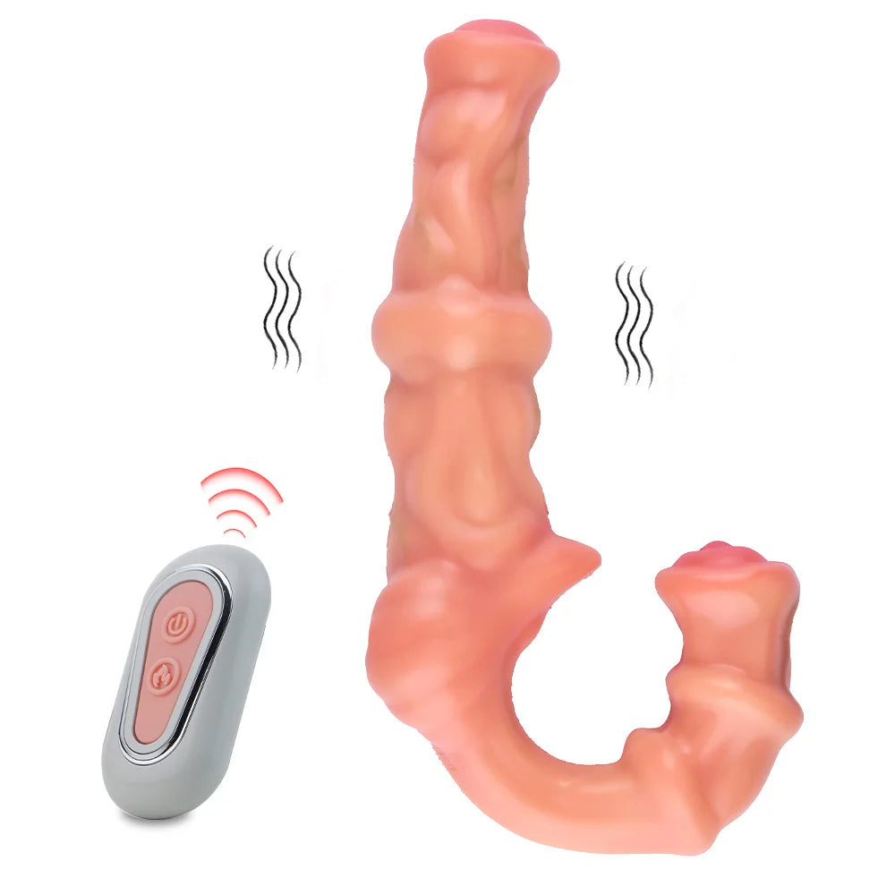 NEXUS BITE – Dual-Headed Vibrating Strap-On; Pegging Realistic Dildos Vibrator