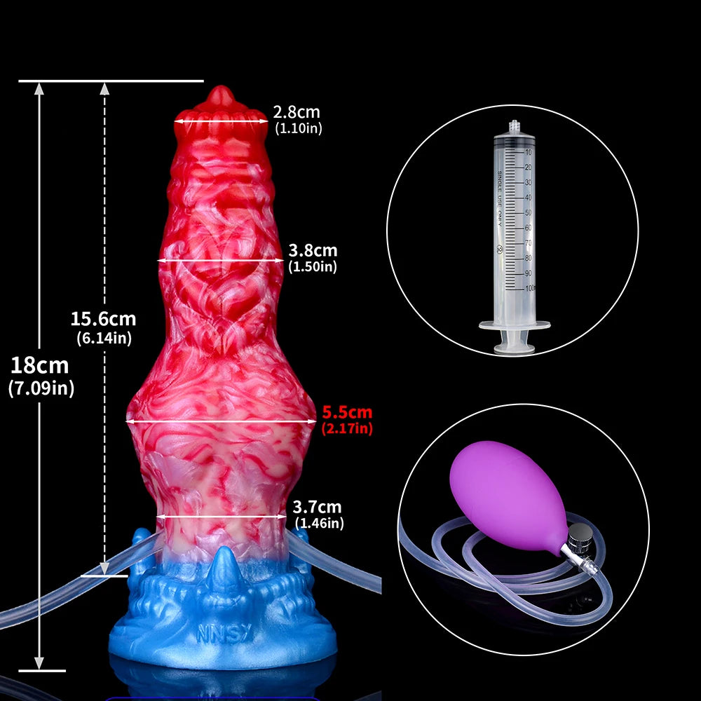 ASHBURN Knot Inflatable Ejaculation Dildo LARGE