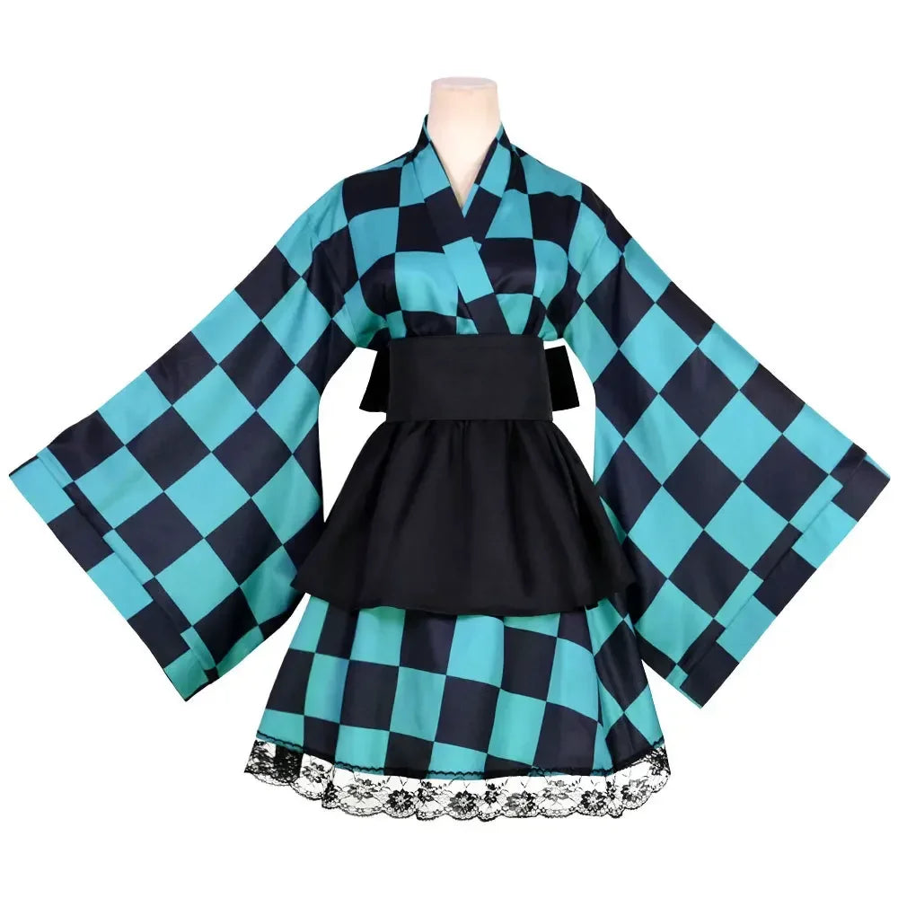 Demon Slayer Anime Inosuke Kamado Nezuko Cosplay Costume Kochou Shinobu Halloween Maid Dress Outfit For Women