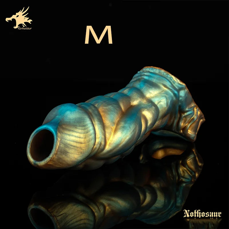 Fantasy Ribbed Dragon Penis Sleeve Soft Silicone Sex Toys Sheath Stretchable Cock Enlargement Hollow Dildo Male Masturbator