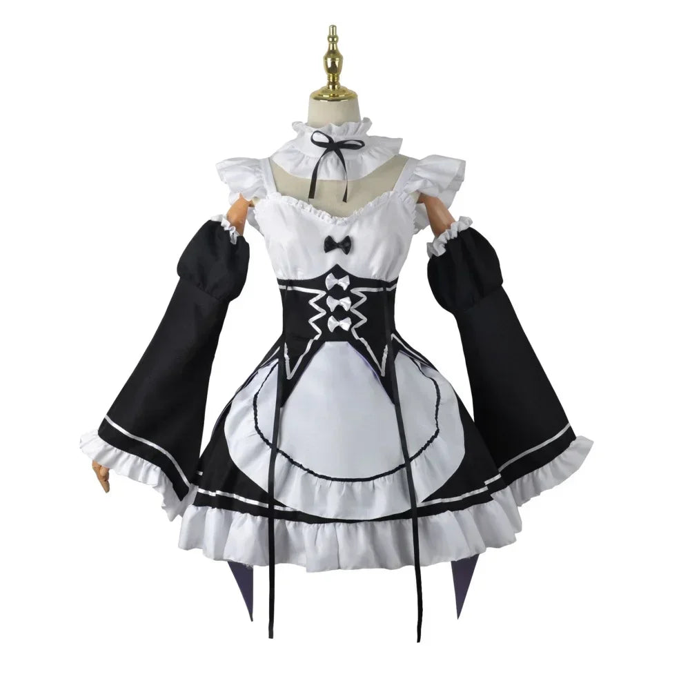 Anime Ram Rem Lolita Meid Cosplay Re Leven In Een Andere Wereld dan Nul Kostuums Vrouwen Loli Jurk Halloween Feestpak