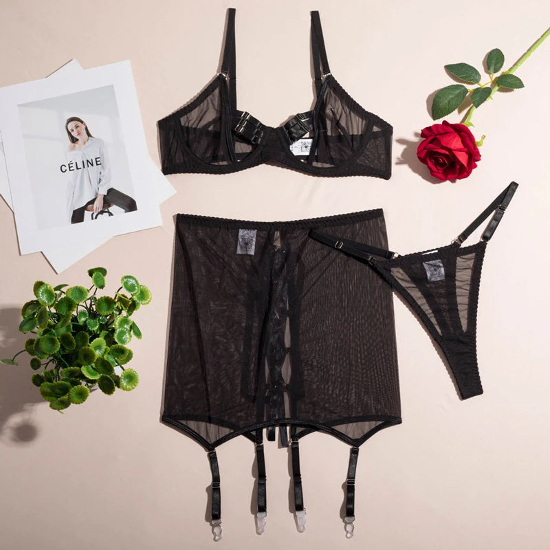 Female Underwear Set for Women Sexy Lingerie Woman Ensemble Lingeries Femmes Large Bras Women's Clothing Set Thong Womens Bra