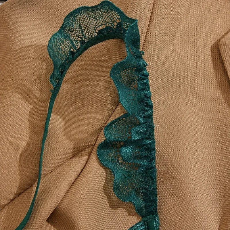 Toucheart 2 Piece Set Sexy Interesting Underwear Set for Women Solid Color Lace Mesh See-through Bra Exotic Sexy Lingerie Set