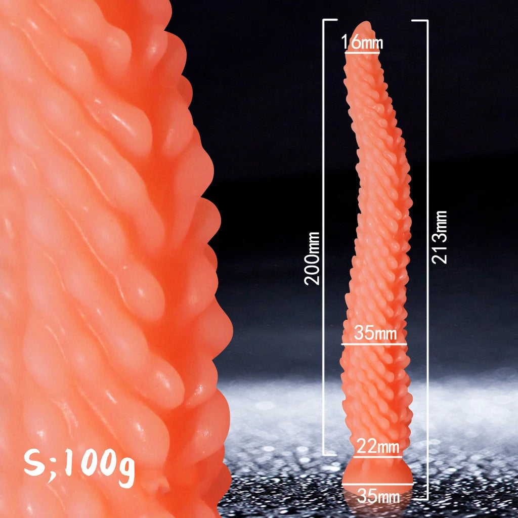 New Alien Tentacle Anal Plug Long Thick Dildo Spiral Silicone Large Butt Plug Suction Cup Anal Toy Adult Toy Men Women S- 8.39in M-11.34 in