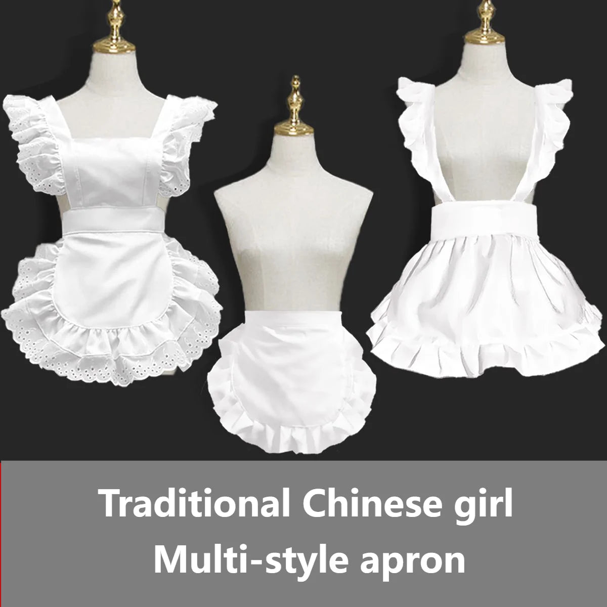 White Apron Lolita Maid's Apron Little Chef Girls Cosplay Lolita Transformed New Chinese Accessory Kawaii
