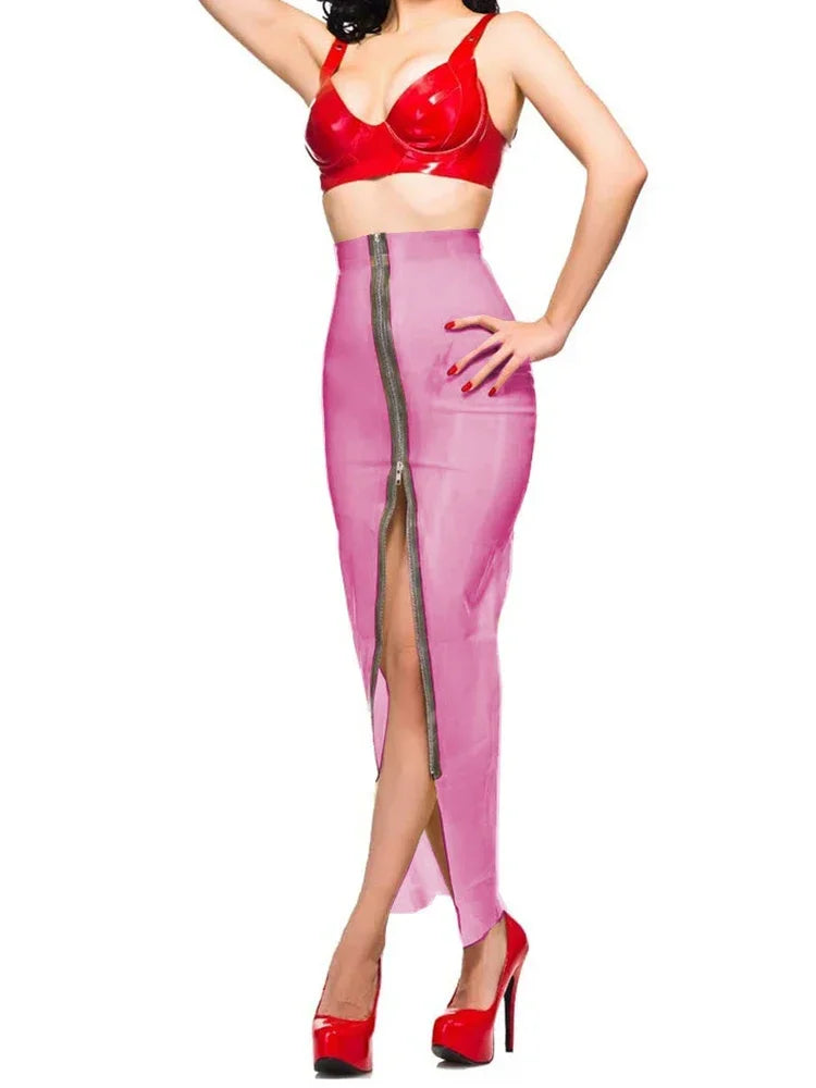 Plus Size Wrap Skirts High Waist Sexy Plastic Midi Skirts Transparent PVC Sissy Plastic Hip Wrap Skirts Women Bodycon Skirt 8XL