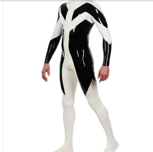 Fetish 100% Latex Rubber Men's fashion sports tightsCatsuit Anzug hand-made XS-XXL