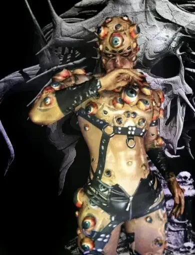Nightclub Cosplay Leggings Women Or Men's DJ Singer Jumpsuit Halloween Printed Eyeball Stretch Jumpsuit Evening Party Bodysuit