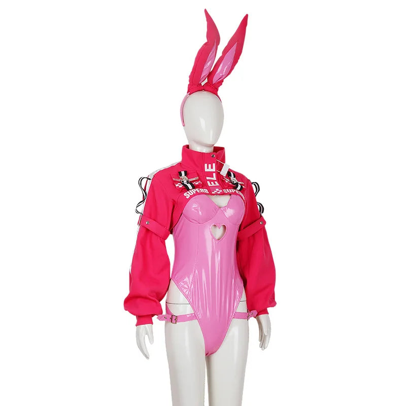 ROLECOS Alice Bunny Girl Costume NIKKE Goddess of Victory Women Sexy Alice Cosplay Bunny Suit Jumpsuits with Coat
