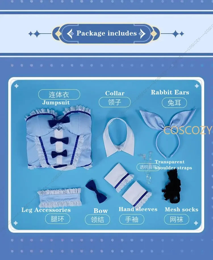 Coscozy Store My Dress-Up Darling Kitagawa Marin Cosplay Blue Bunny Marin Kitagawa Wig Bunny Ear Cosplay Costume Con Outfit