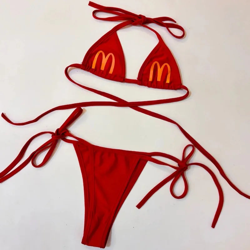 Anime Sexy Underwear Role Play Lingerie Summer Women's Swimsuit Bikinis Set Backless Lace-Up Bra Thong Underwear Nighties