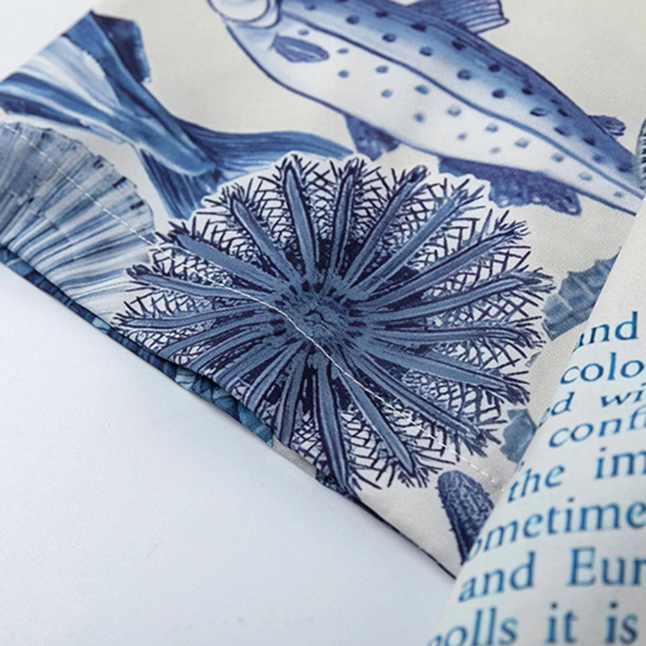 Sea World Letter Printed Shirts Japanese Harajuku Oversized Shirts Short Sleeve Button Up Blouse Men's Summer Hawaii Shirts Tops