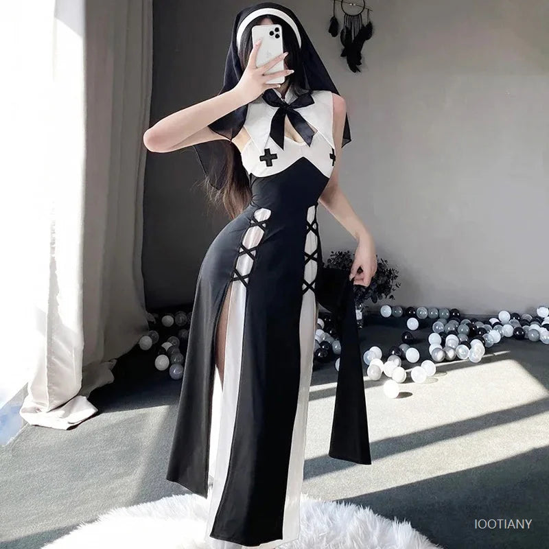 Cute Nun Costume Original Halloween Party Sister Roleplay Outfit Anime Girls Carnival Out Fancy Dress Sexy Women Cosplay Uniform