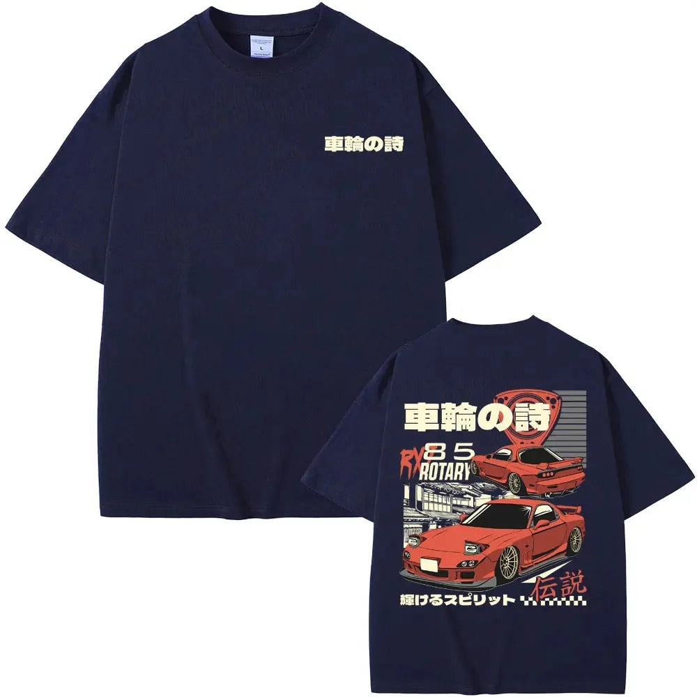 2024 Anime Initial D Drift AE86 Print Tshirt RX-7 R34 Skyline GTR JDM Men's Vintage Harajuku Oversized T Shirts