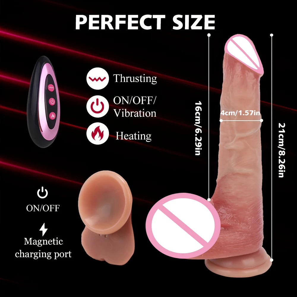 ASHBURN Realistic Dildo WARM Thrusting Vibrator W/Remote Control Sex toys