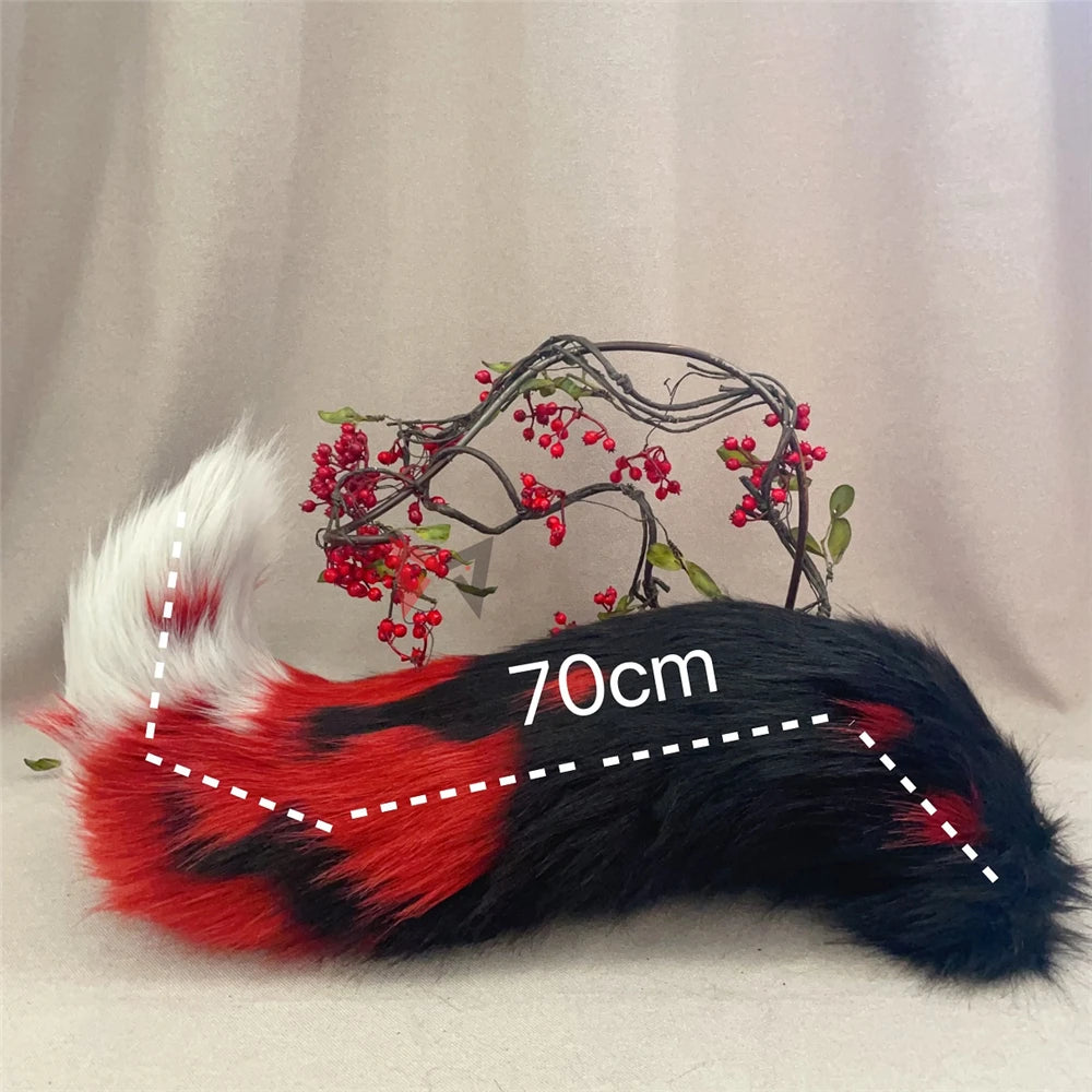 New Hand Made Work Halloween Blond Red Wolf Wolves Ears Hairhoop Headwear Tail Black Green Costume Accessories Custom Made