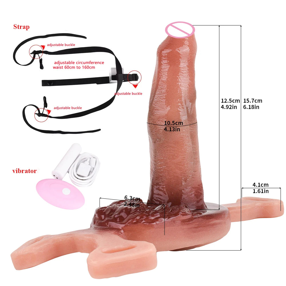 ASHBURN Wireless Control Strapon Silicone Vibrating Penetrate Sex Grinders Realistic Vagina Dildos Underwear Pad Anal Massage