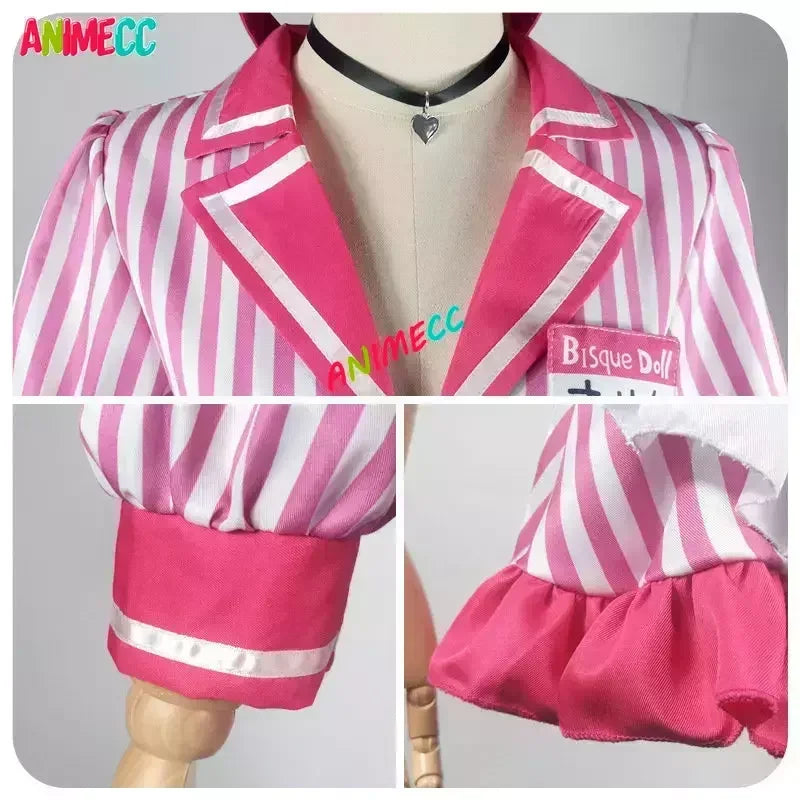 ANIMECC in Stock Marin Kitagawa Cosplay Costume Wig Pink Waitress Sweet Maid Dress Anime Halloween Party for Women