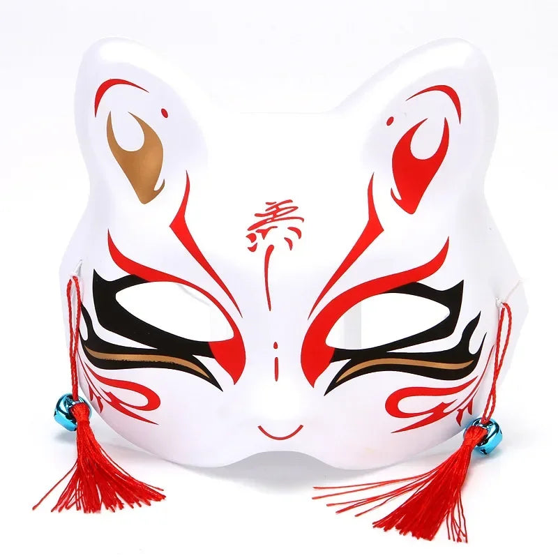 Fox Mask Japanese Cosplay Mask Half Face PVC Kabuki Kitsune Masks Masquerade Anime Cosplay Cat Mask Rave Festivals Party Props