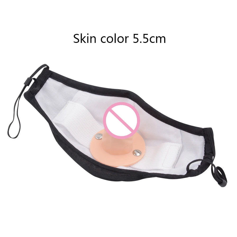 Face Mask with Detachable Dildo Gag Strap On Face Dildo Mouth Penis Deep Throat Adjustable BDSM Adult Sex Toy For Women Couples