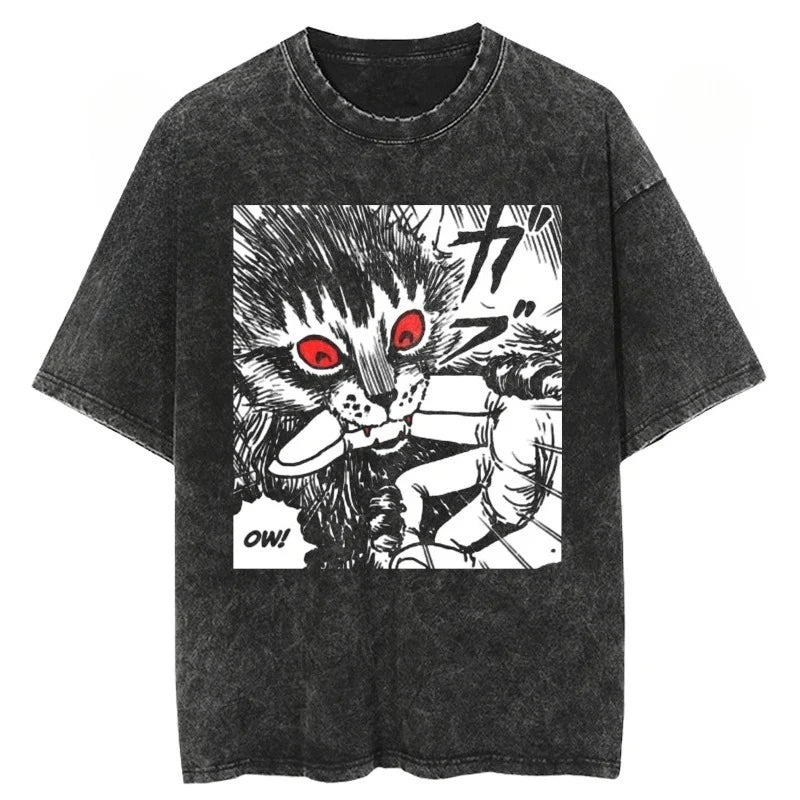 Anime Tomie Kawakami Junji Ito High-Street Washed Distressed Casual Sporty Light Luxury Men's Tees, Women's Short Tees & Couple