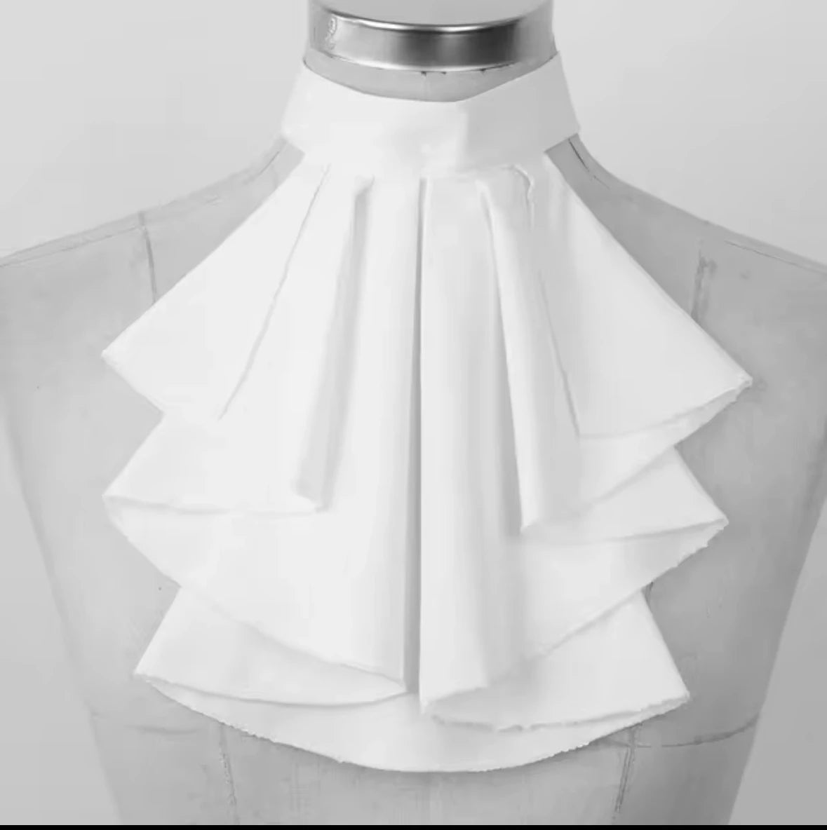 Vintage Victorian Jabot Tie neck Chiffo Medieval Noble Fake Elegant White Ruffles Colonial Detachable Renaissance Necktie