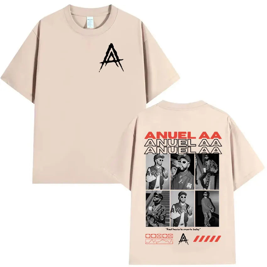 Rapper Anuel AA Tour 2025 Graphic T Shirt Men Women Hip Hop Retro Short Sleeve T-Shirt 100% Cotton Oversized T Shirts Streetwear