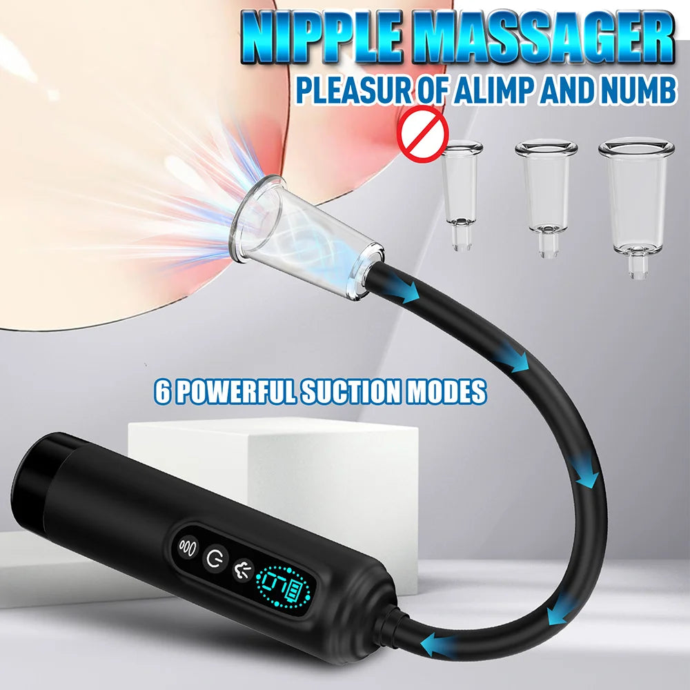 Pussy Pump Nipple Sucking Vibrator,Electric Vacuum Pussy Sucker with 6 Suction Modes,Adult BDSM Sex Toys Clit Sucker for Couples