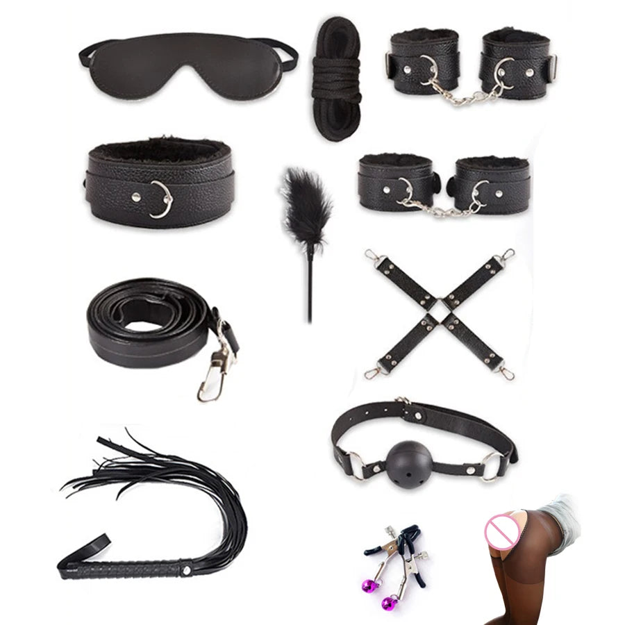Bondage for Sex 10 pcs BDSM Leather Bondage Sets Restraint Kits for Women and Couples