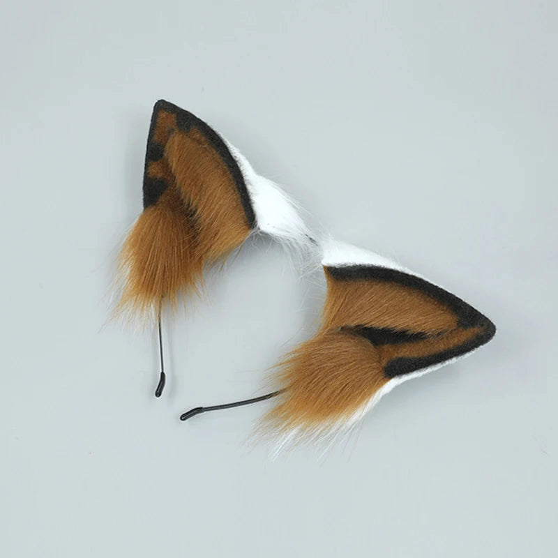Archi Handwork Animal Border Collie Furry Headband Tail Plush Dog Ears Headwear Fursuit Animaris Cosplay Performance Props