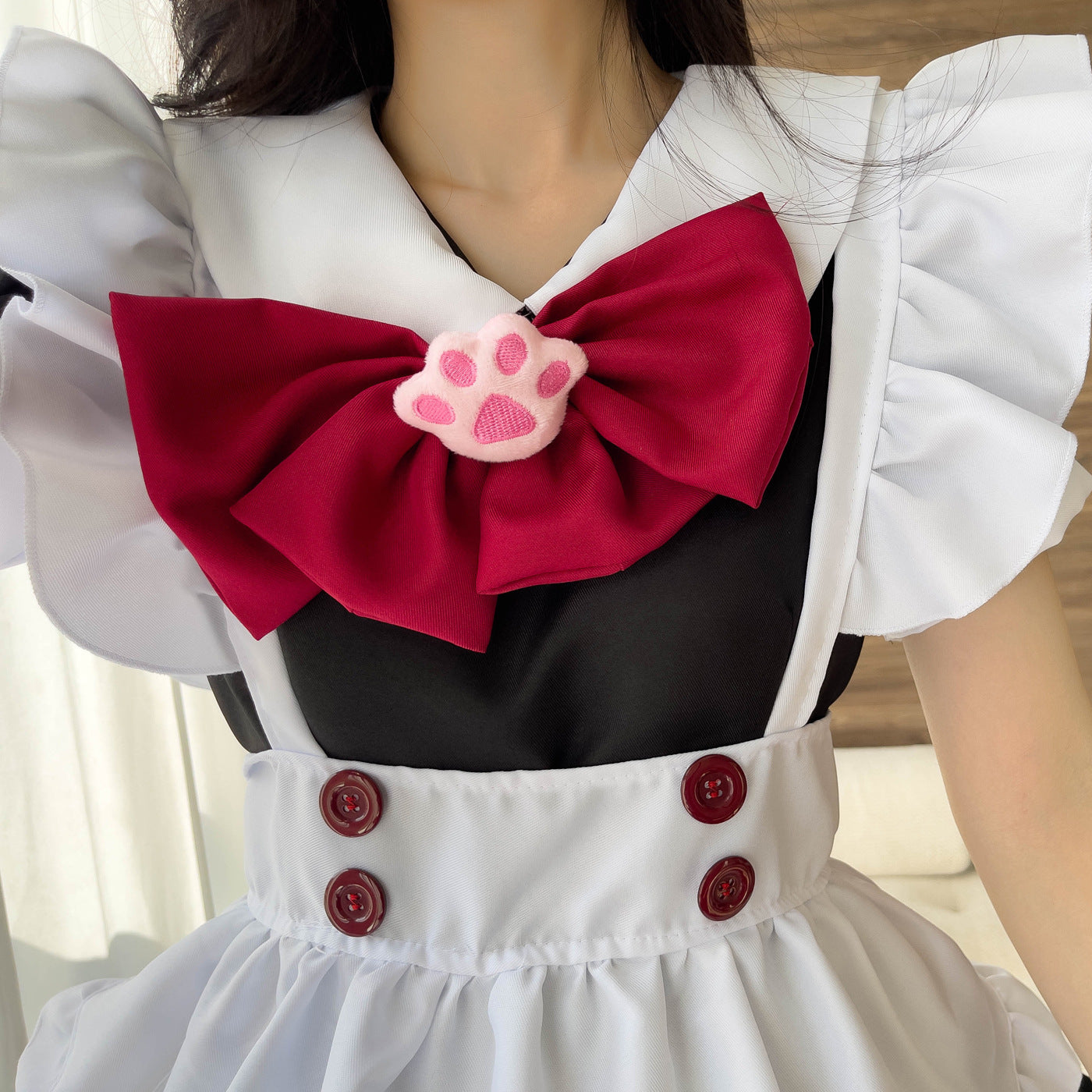 Lolita Gothic Black Red Maid Anime Cosplay Costume