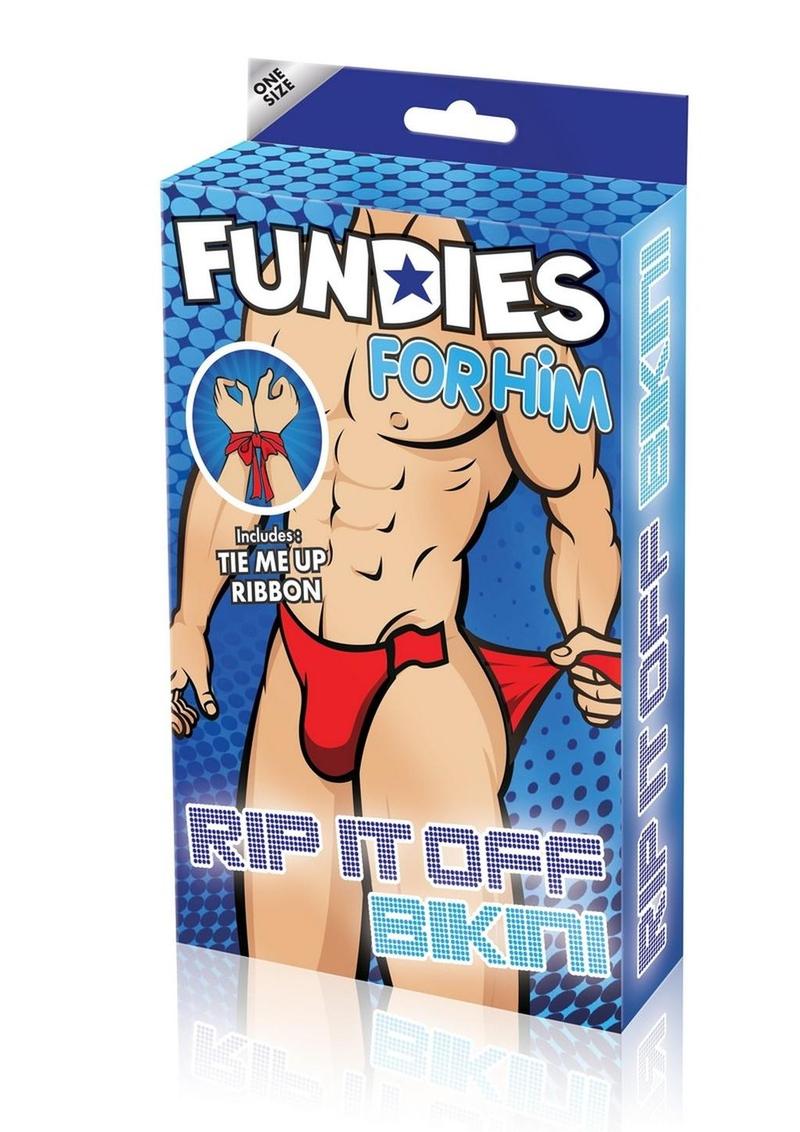 Fundies For Him - Rip It Off Bikini with Red Satin Ribbon