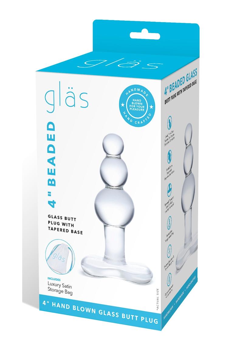 Gläs 4 Inch Beaded Hand Blown Glass Butt Plug