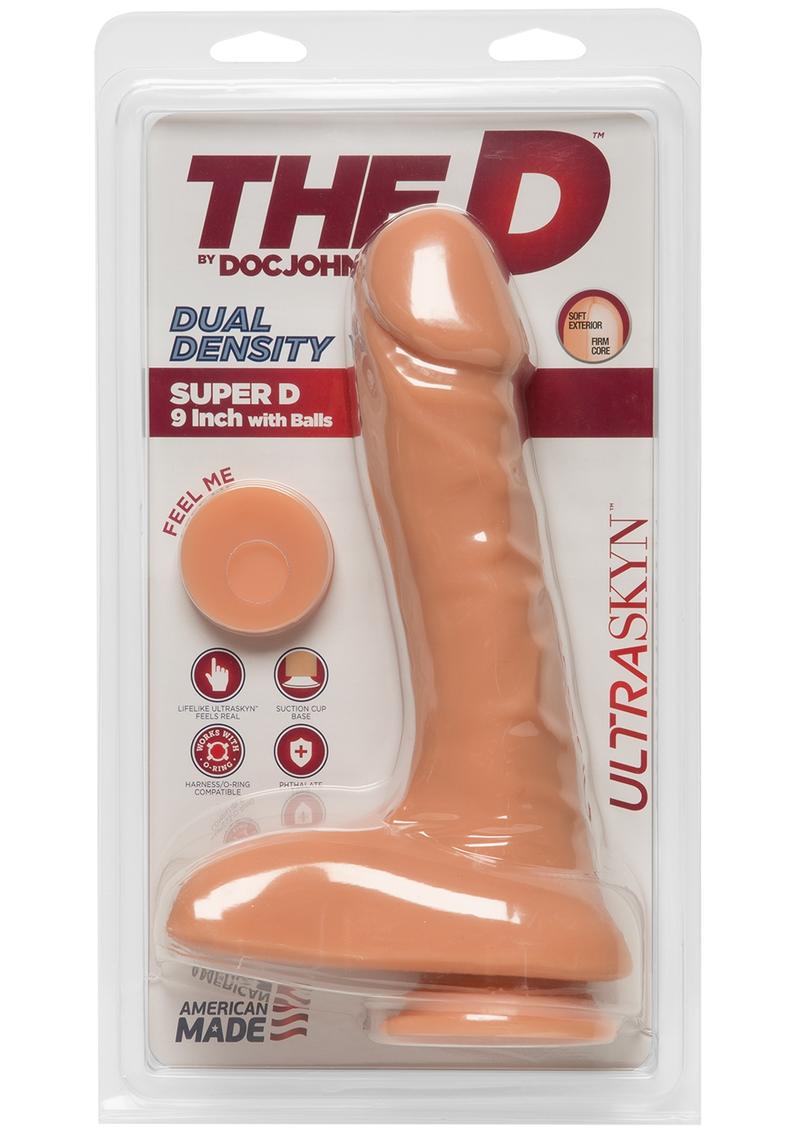 The D by Doc Johnson Super D 9-Inch Dildo with Balls