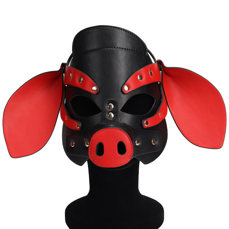 Pig Head Mask Party Role Play Mask Sexy Toy Supplies-PU LEATHER