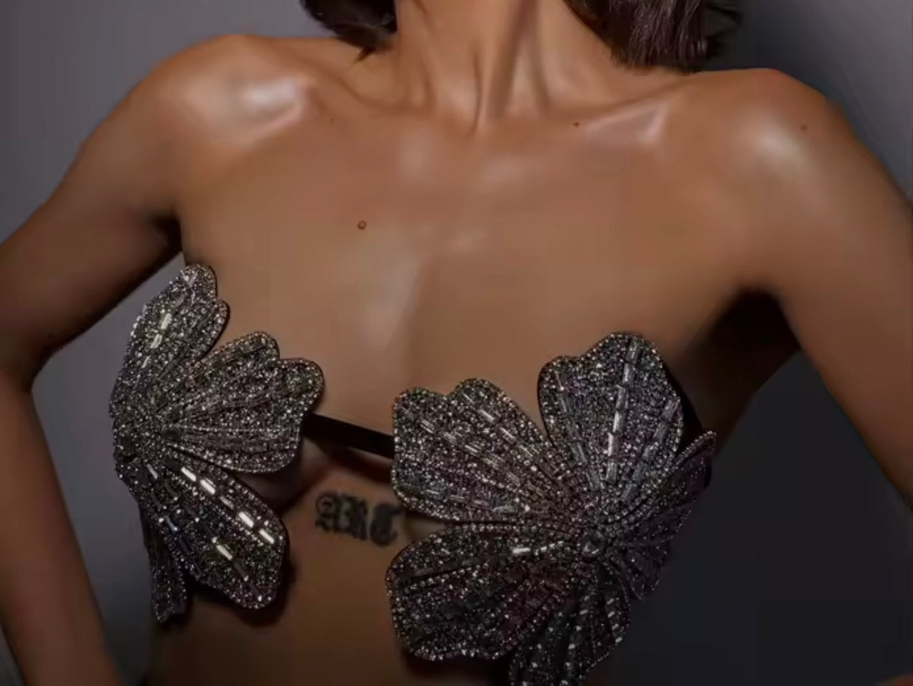 Flowers rhinestone’s bra/swimsuit top