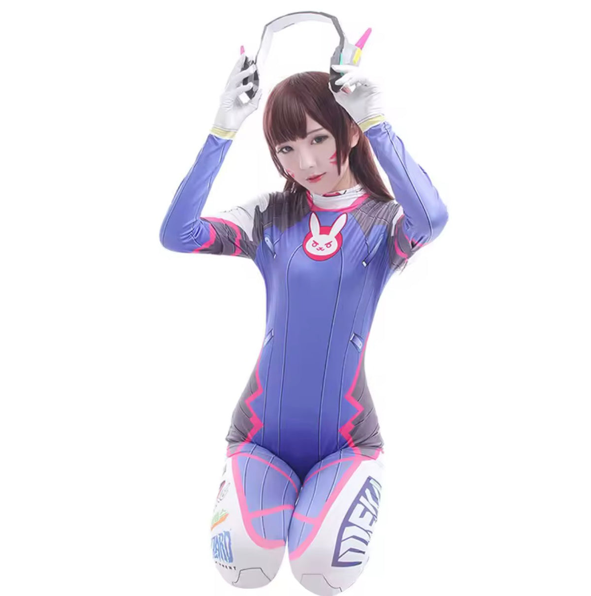 Anime Woman Jumpsuit Tights Dva Cosplay Costume Game Zentai Wig Cosplay Props Headphone Suit