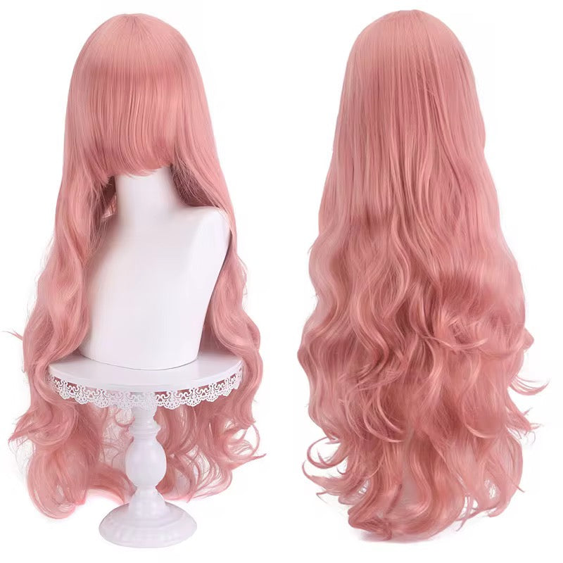 Long Wavy Curly Hair Wig with Bangs 31"/80cm Green Natural Synthetic Heat Resistant Fiber Hair Wig Colorful Halloween Costume Party Cosplay Wigs with Bangs for Women wig