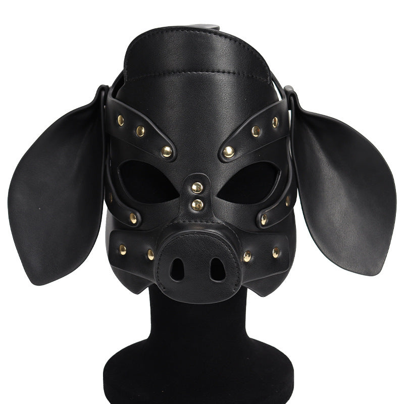 Pig Head Mask Party Role Play Mask Sexy Toy Supplies-PU LEATHER
